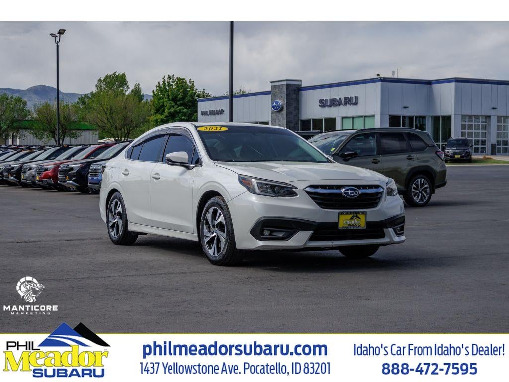 2021 Subaru Legacy Premium in Crystal White Pearl — front three-quarter view