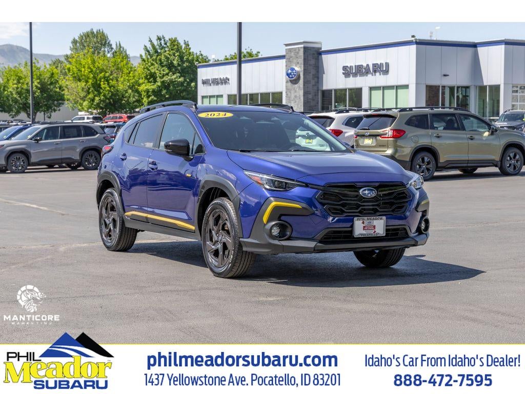 2024 Subaru Crosstrek Sport in Sapphire Blue Pearl — front three-quarter view