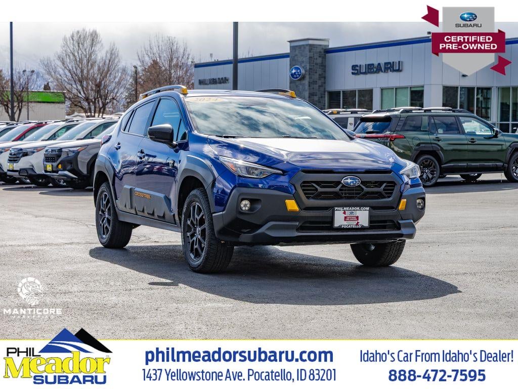 2024 Subaru Crosstrek Wilderness in Sapphire Blue Pearl — front three-quarter view
