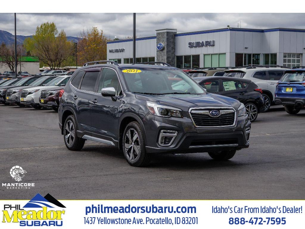 2021 Subaru Forester Touring in Magnetite Gray Metallic — front three-quarter view