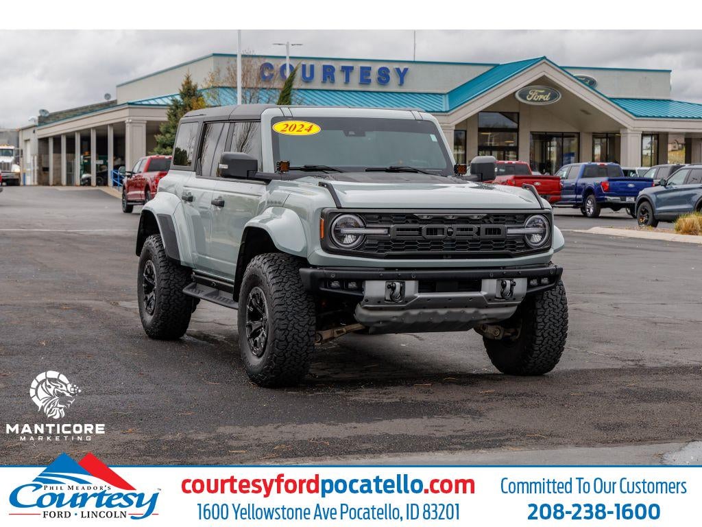 2024 Ford Bronco Raptor in Gray — front three-quarter view