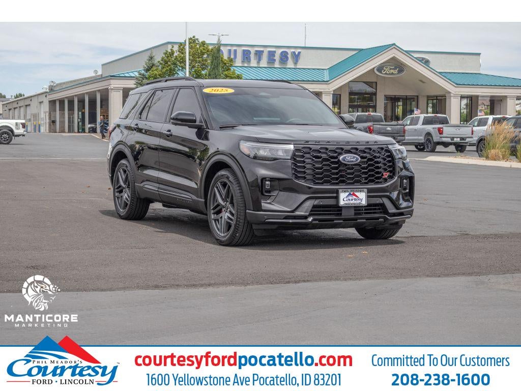 2025 Ford Explorer ST in Black — front three-quarter view