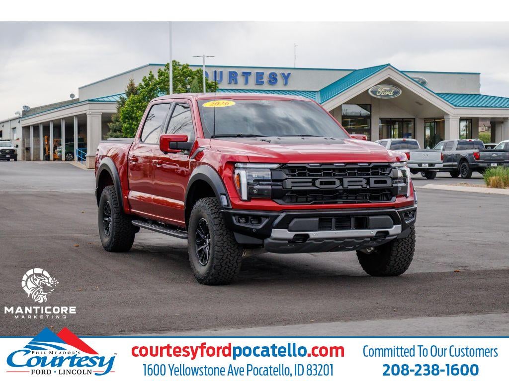 2026 Ford F-150 Raptor in Red — front three-quarter view