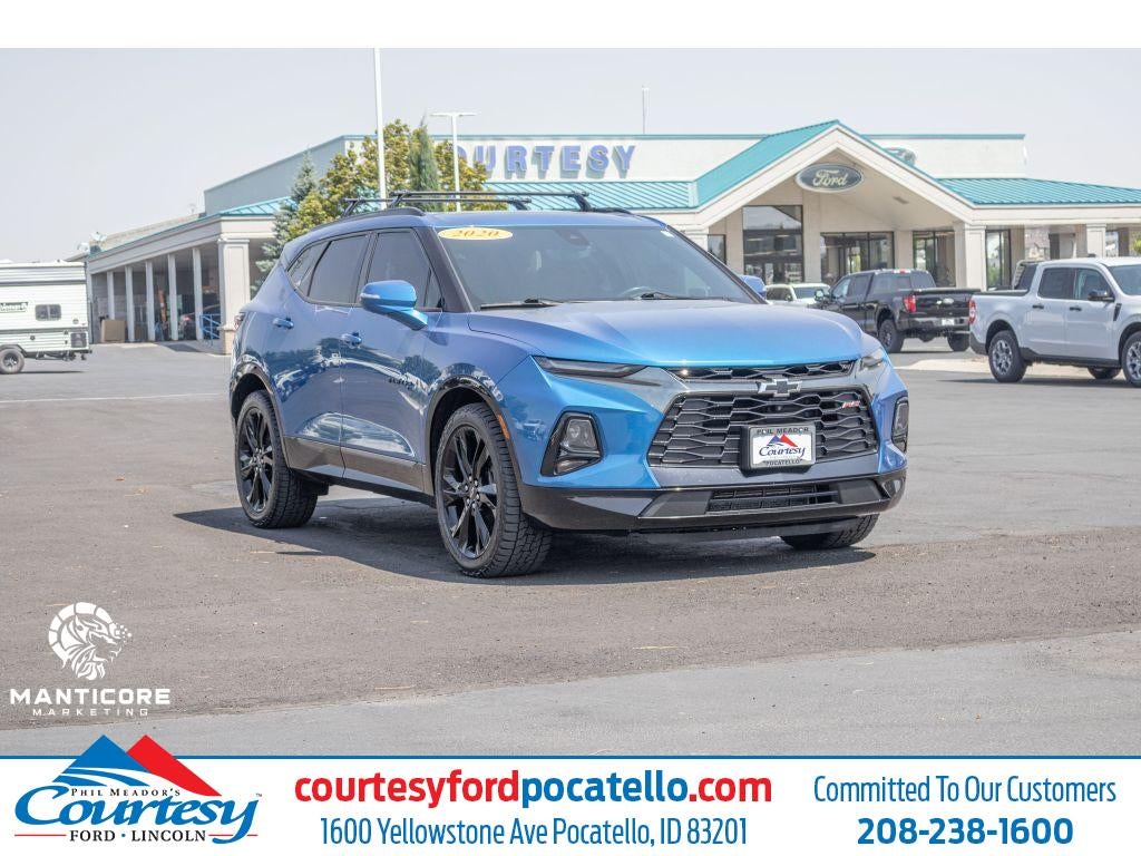 2020 Chevrolet Blazer RS in Blue — front three-quarter view