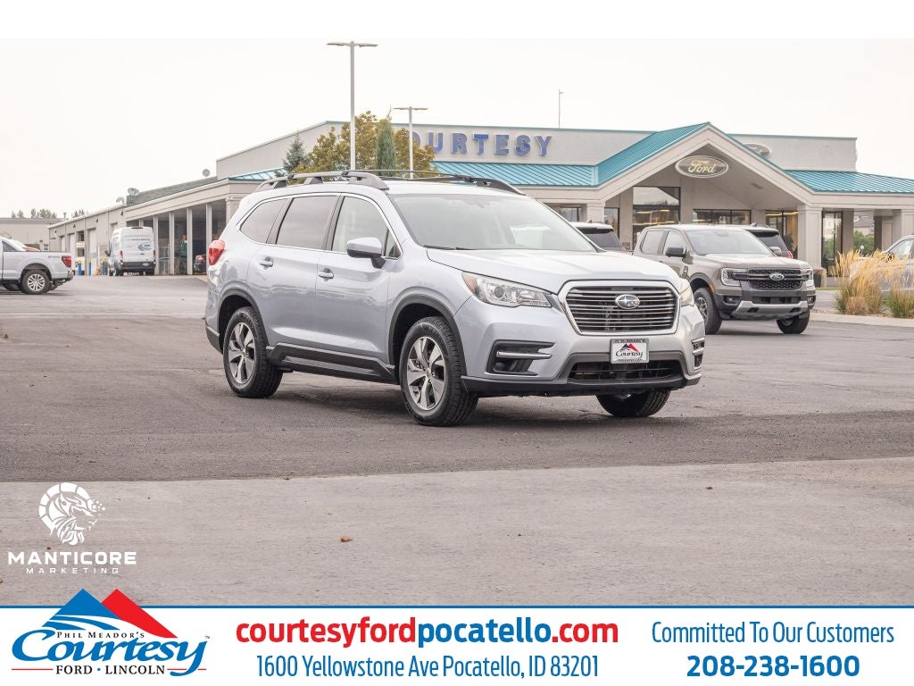 2019 Subaru Ascent Premium in Silver — front three-quarter view