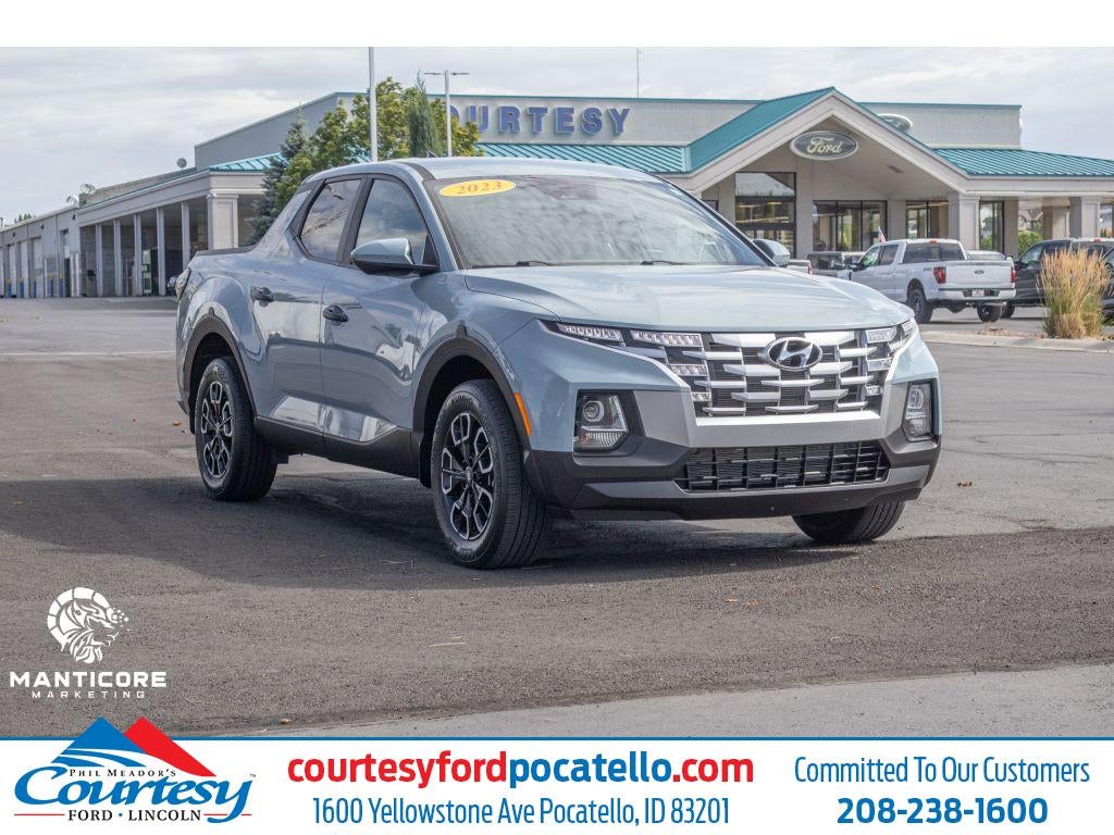 2023 Hyundai Santa Cruz SEL in Blue — front three-quarter view