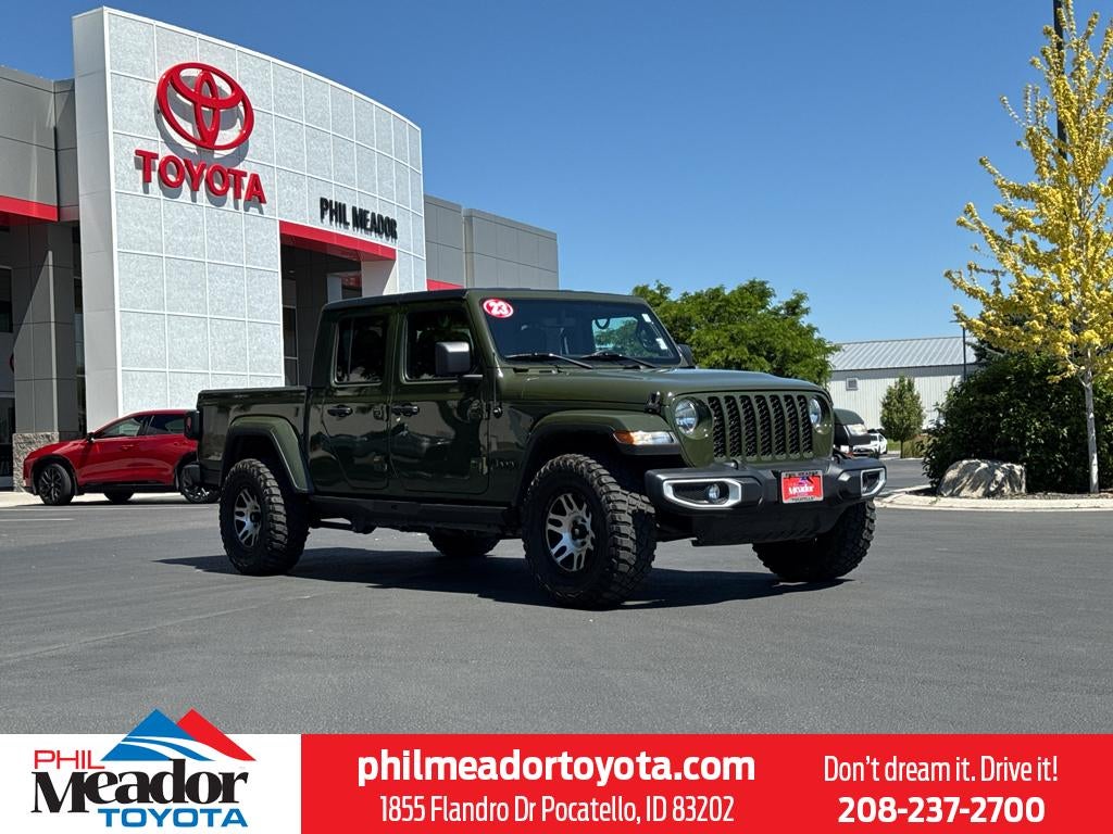 2023 Jeep Gladiator Sport S in Sarge Green Clearcoat — front three-quarter view
