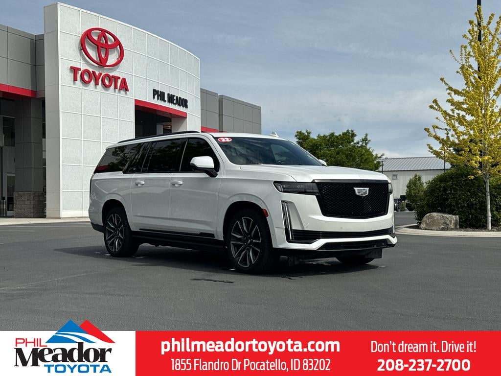 2022 Cadillac Escalade ESV Sport Platinum in Crystal White Tricoat — front three-quarter view