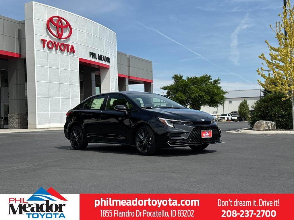 2026 Toyota Corolla Hybrid SE AWD in Midnight Black Metallic — front three-quarter view