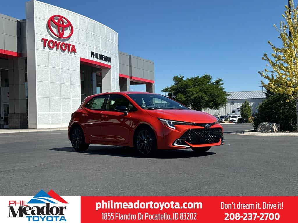 2026 Toyota Corolla Hatchback XSE in Inferno — front three-quarter view